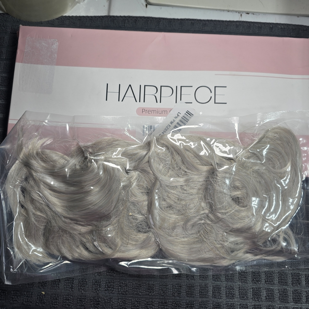 SARLA 2PCS Messy Hair Bun Hair Pieces Wavy Curly Synthetic